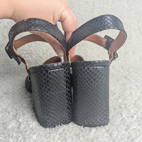 L'INTERVALLE Heel Sandals Women Size 40 = 9-9.5 US Black Color Snake Pattern - Picture 4 of 10